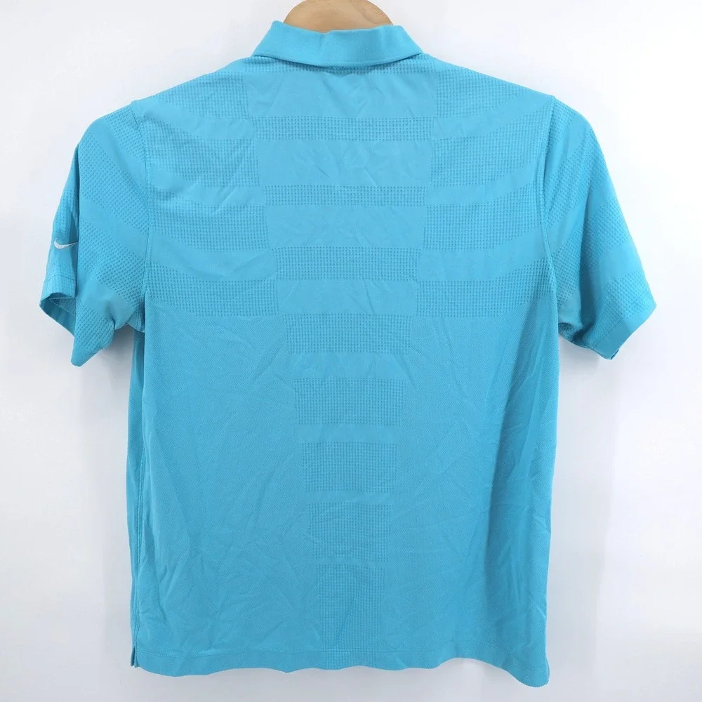 Nike Golf Dri-FIT Textured Performance Polo Shirt Aqua Blue Short Sleeve Mens XL